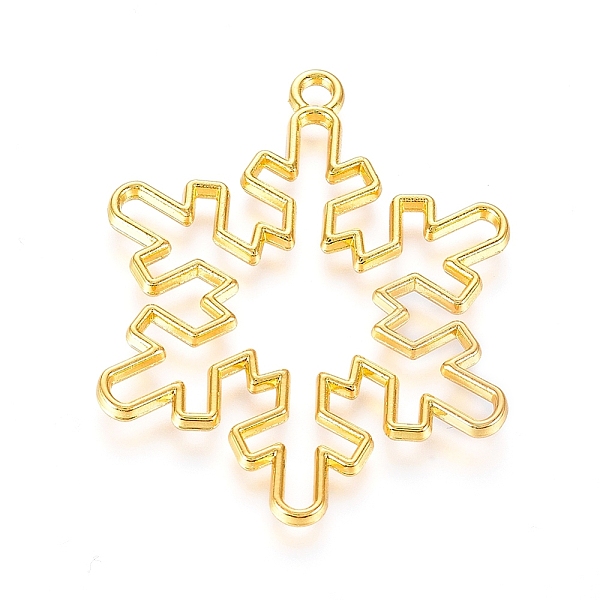 PandaHall Alloy Open Back Bezel Pendants, For DIY UV Resin, Epoxy Resin, Pressed Flower Jewelry, Christmas Snowflake, Golden, 41x33x2mm...