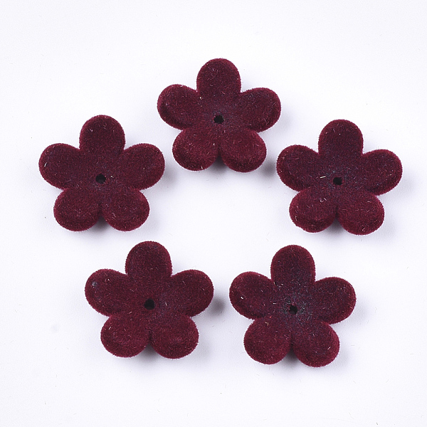 

PandaHall Flocky Acrylic Bead Caps, 5-Petal, Flower, Dark Red, 17x18x5mm, Hole: 1mm Acrylic Red