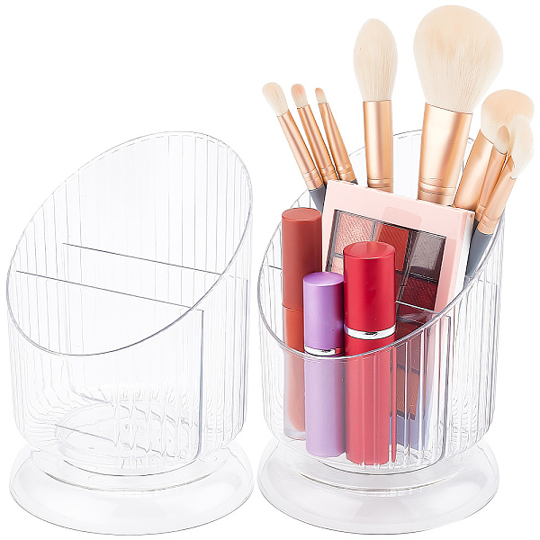 PandaHall Transparent Plastic Makeup Brush Storage Organizer, for Office Supplies, Makeup Brush Holder Organizer, Clear, 11.5x11.5x15.8cm...