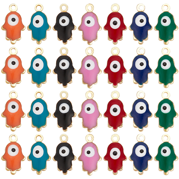 

PandaHall SUNNYCLUE 56Pcs 7 Colors Brass Enamel Pendants, Real 18K Gold Plated, Hamsa Hand/Hand of Miriam with Evil Eye, Mixed Color..., Multicolor