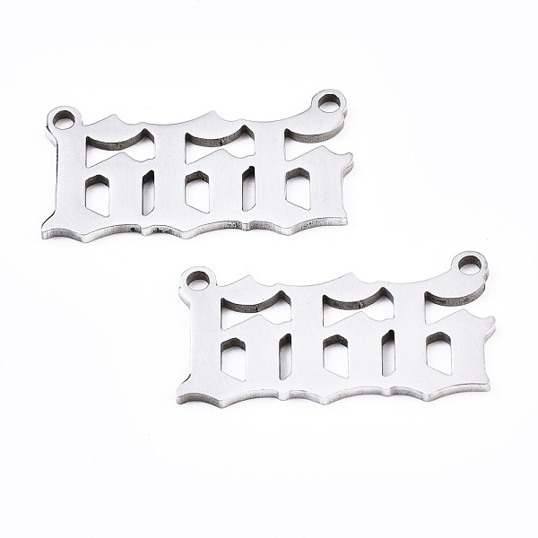 

PandaHall 201 Stainless Steel Pendant Links, Laser Cut, Stainless Steel Color, Num.6, 11.5x22x1mm, Hole: 1.4mm 201 Stainless Steel Number