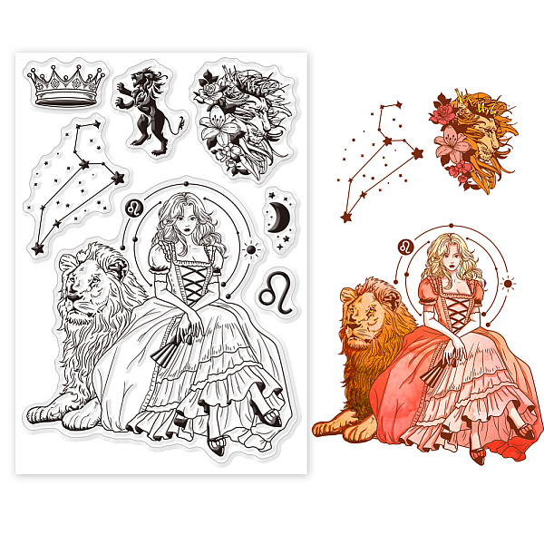 

PandaHall Custom PVC Plastic Clear Stamps, for DIY Scrapbooking, Photo Album Decorative, Cards Making, Leo, 160x110x3mm Plastic Leo Clear