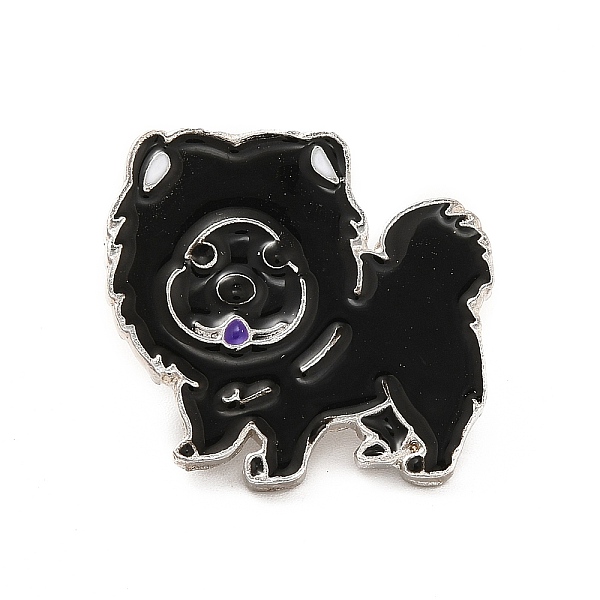 

PandaHall Dog Enamel Pin with Brass Butterfly Clutches, Alloy Badge for Backpack Clothing, Chow Chow, 23.5x25x10mm, Pin: 1.1mm Alloy+Enamel..., Black