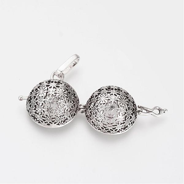 

PandaHall Brass Cage Pendants, For Chime Ball Pendant Necklaces Making, Hollow Round with Flower, Antique Silver, 23x23x18mm, Hole: 4x8mm...