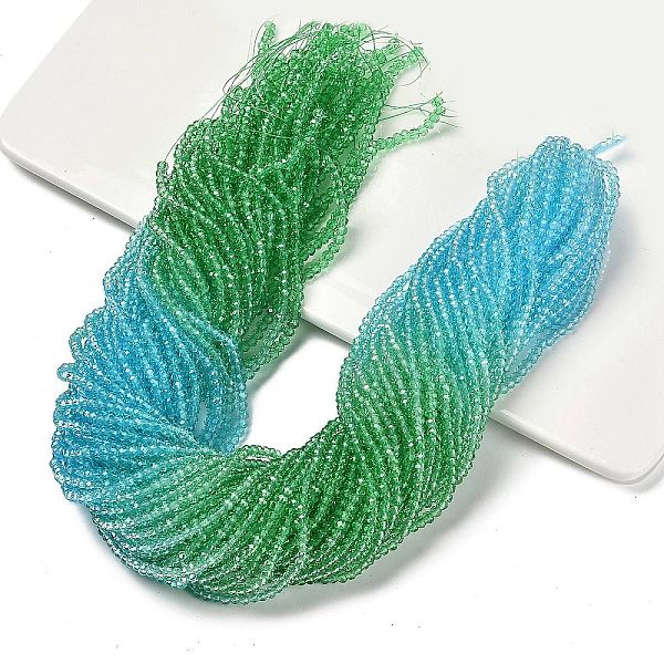 

PandaHall Transparent Painted Glass Beads Strands, Faceted, Rondelle, Colorful, 2.6x2.5mm, Hole: 0.5mm, about 130pcs/strand, 12.99''(33cm)...