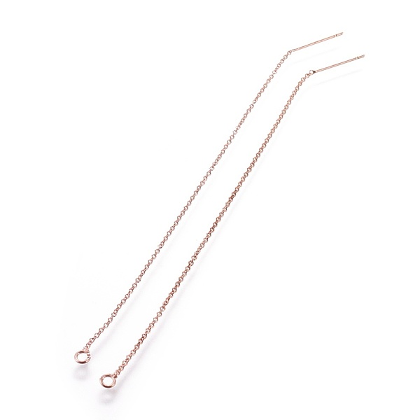 

PandaHall Brass Stud Earring Findings, with Loop, Rolo Chains, Ear Thread, Rose Gold, 105x1mm, Hole: 1.8mm, Pin: 0.8mm Brass Others