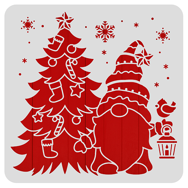 PandaHall BENECREAT Christmas Gnome Drawing Painting Stencils, 30x30cm Christmas Tree Snowflakes Bird Plastic Reusable Stencils for Painting...