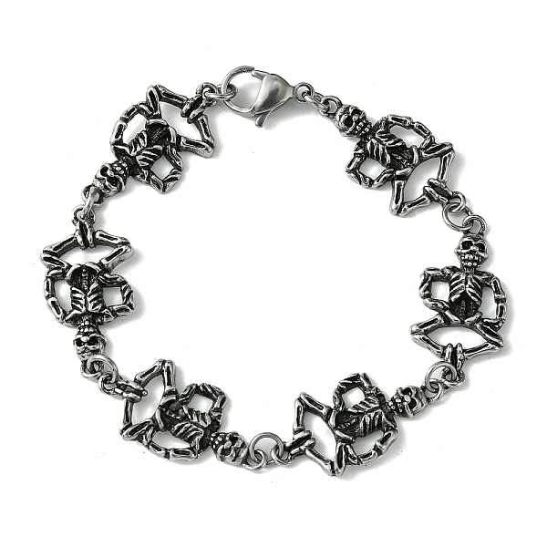 

PandaHall Halloween 304 Stainless Steel Skeleton Link Chain Bracelets for Women Men, Antique Silver, 8-5/8 inch(22cm) 304 Stainless Steel...