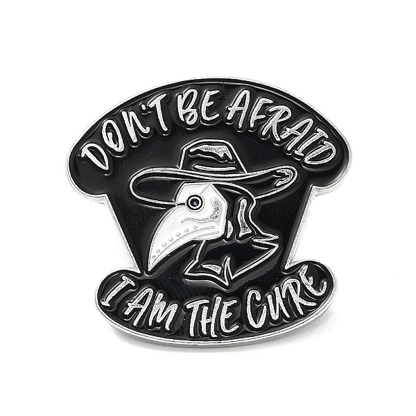 

PandaHall Plague Doctor Enamel Pin, Platinum Alloy Word Don't Be Afraid I Am The Cure Brooch for Clothes Backpack, Bird Pattern..., Black