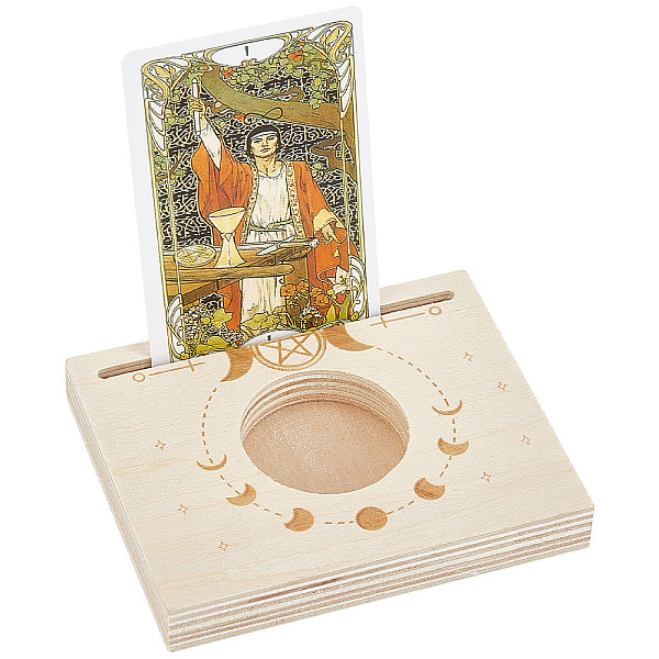 

PandaHall GORGECRAFT Wooden Tarot Card Stand Carved Candle Holder Moon Phase and Pentacle Pattern 10x8x1.5cm Rectangle Shaped Altar Display..., Orange