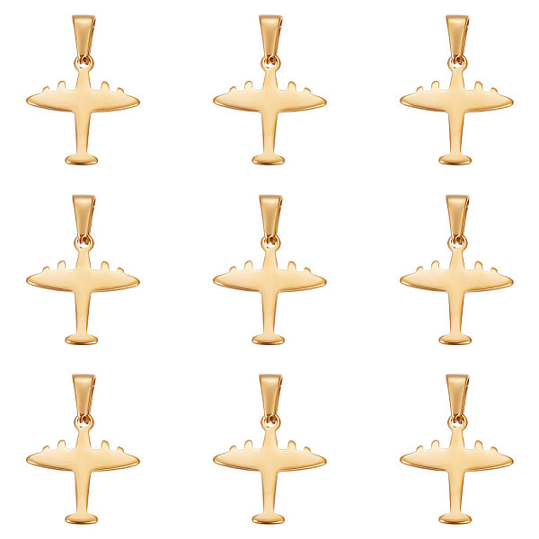 

PandaHall Unicraftale 10Pcs 304 Stainless Steel Pendants, Large Hole Pendants, Airplane, Golden, 20.5x19.5x1mm, Hole: 8x3mm 304 Stainless...