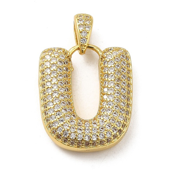 

PandaHall Brass Micro Pave Cubic Zirconia Pendants, Cadmium Free & Lead Free, Long-Lasting Plated, Real 18K Gold Plated, Letter U..., Clear