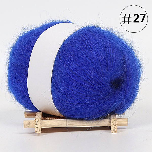 25g Angora Mohair Wool & Acrylic Fiber Knitting Yarn, for Shawl Scarf Doll Crochet Supplies, Round, Blue, 1mm