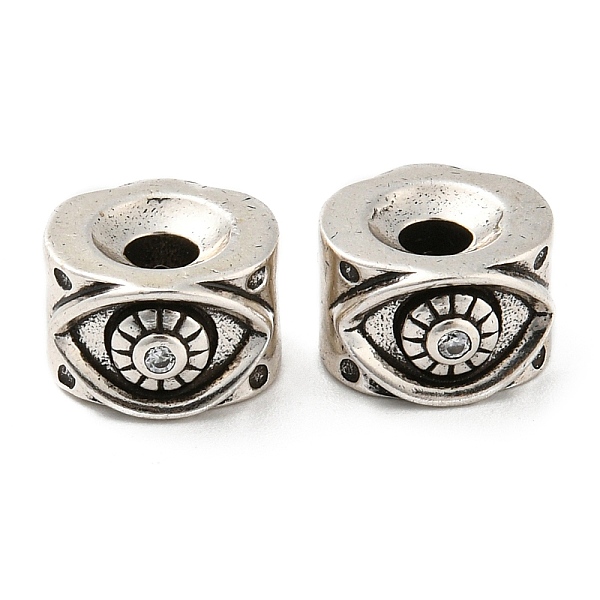 

PandaHall Rack Plating Eco-Friendly Brass Micro Pave Clear Cubic Zirconia Beads, Cadmium Free & Lead Free, Column with Eye, Antique Silver...