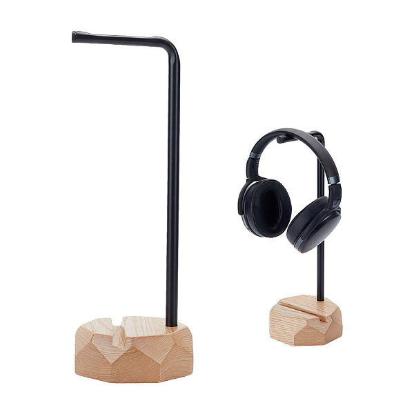 

PandaHall Wood Headset Display Stands Holder, Blanched Almond, 11x12x35cm Wood