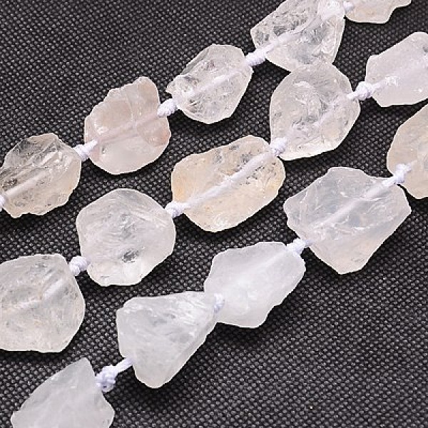 

PandaHall Natural Quartz Crystal Strands, Nuggets, Clear, 18~35x15~26x9~21mm, Hole: 1mm Quartz Crystal Nuggets Clear