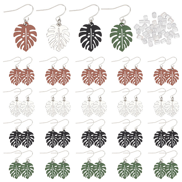 

PandaHall 24 Pairs 4 Color Alloy Enamel Tropical Leaf Dangle Earrings, 304 Stainless Steel Jewelry for Women, Mixed Color, 42mm, Pin..., Multicolor