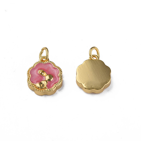 

PandaHall Brass Enamel Charms, with Jump Rings, Nickel Free, Real 18K Gold Plated, Flower with Rabbit, Light Coral, 13.5x11x3.5mm, Jump Ring...