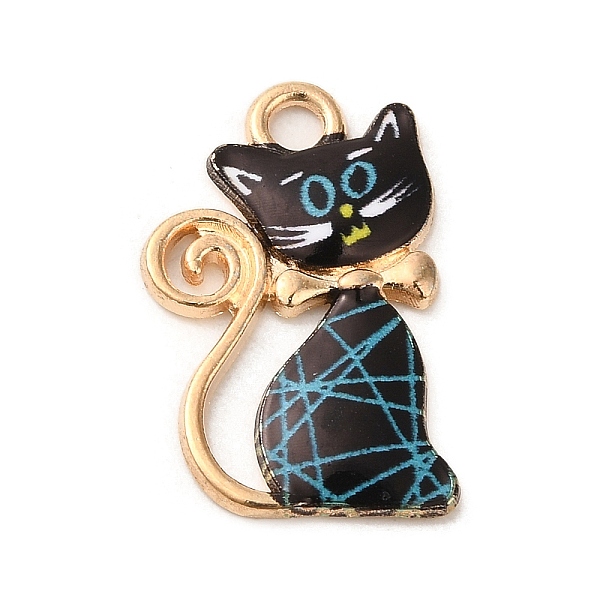 

PandaHall Alloy Enamel Pendants, Cadmium Free & Lead Free, Light Gold, Cat Charm, Black, 21x14x1.5mm, Hole: 2mm Alloy+Enamel Cat Shape Black