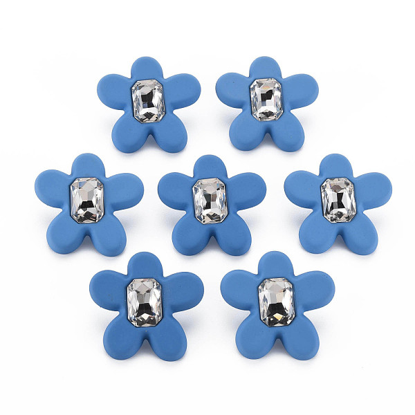 

PandaHall Crystal Rhinestone Flower Stud Earrings with 925 Sterling Silver Pins for Women, Steel Blue, 32.5x34mm, Pin: 0.6mm Acrylic Flower