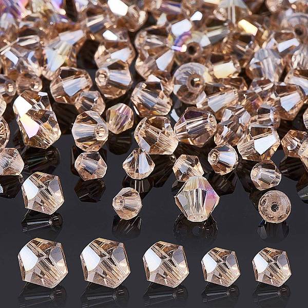 

PandaHall 10 Strands 2 Style Transparent Electroplate Glass Beads Strands, AB Color Plated, Faceted, Bicone, Beige, 4~6x4~6mm, Hole: 1mm..., Yellow