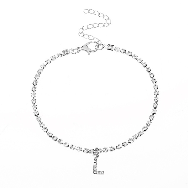 

PandaHall Fashionable and Creative Rhinestone Anklet Bracelets, English Letter L Hip-hop Creative Beach Anklet for Women Alloy