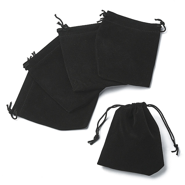 

PandaHall Rectangle Velvet Drawstring Pouches, Candy Gift Bags Christmas Party Wedding Favors Bags, Black, 12x10cm Velvet None Black