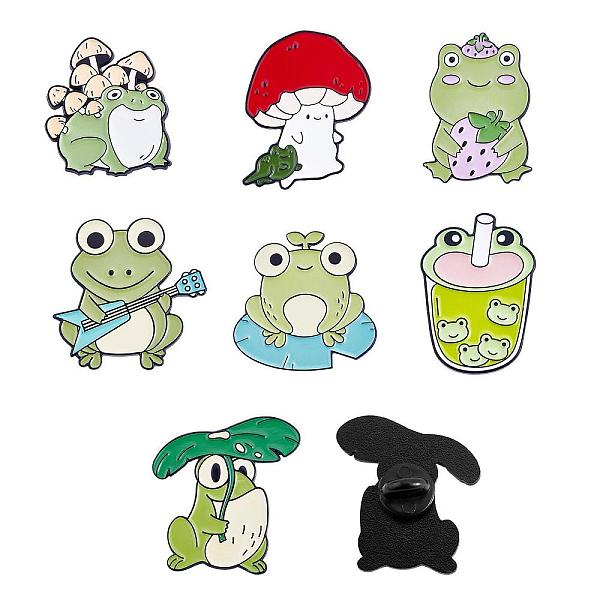 PandaHall 7 Pieces Creative Enamel Pins Brooch Set for Women, Cute Cartoon Plants Animal Frog Backpack Pins, Lovely Lapel Badges Pins...