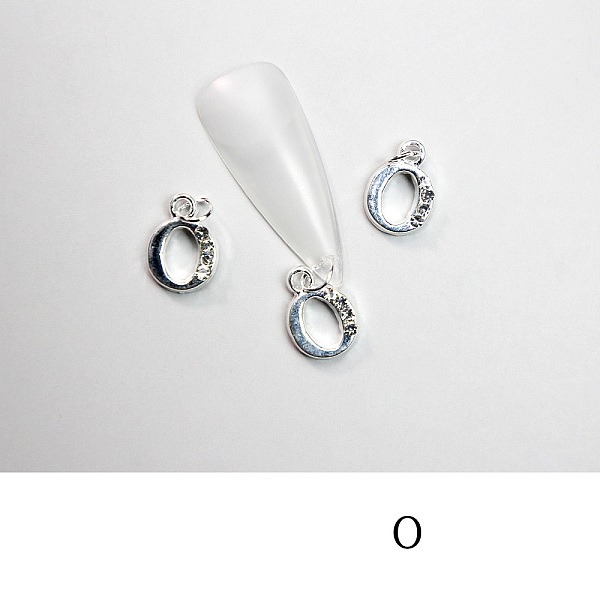 

PandaHall Alloy Rhinestone Cabochons, Nail Art Decoration Accessories, with Jump Ring, Letter, Platinum, Letter.O, 11~14x5~12mm..., Clear