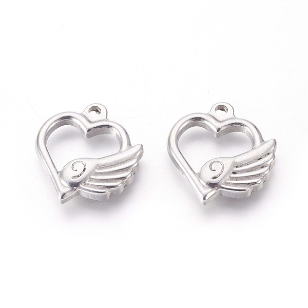 

PandaHall 201 Stainless Steel Pendants, Flying Heart, Stainless Steel Color, 23.5x21.5x4mm, Hole: 2.5mm 201 Stainless Steel Heart