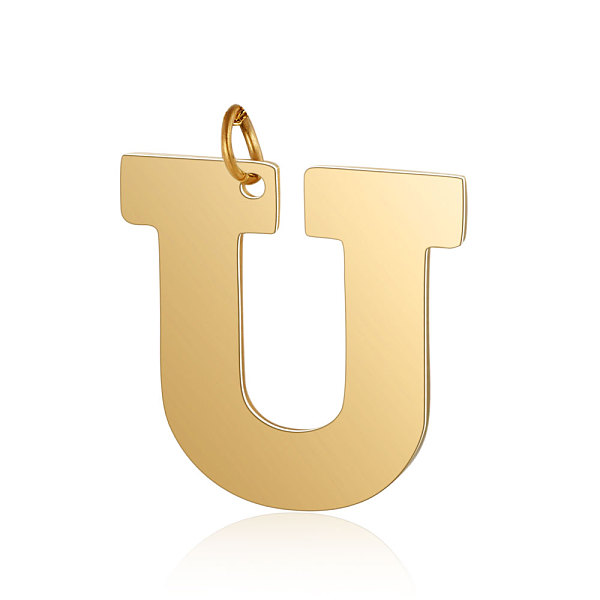 

PandaHall 201 Stainless Steel Pendants, Letter, Golden, Letter.U, 30x30.5x1.5mm, Hole: 4.5mm 201 Stainless Steel Letter U