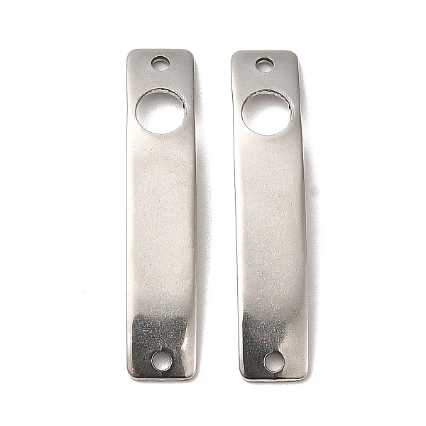 

PandaHall 201 Stainless Steel Connector Charms, Curved Rectangle Links with Hollow Pattern, Stainless Steel Color, Round, 30x6x0.8mm, Hole...