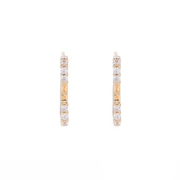 

PandaHall Brass Micro Pave Clear Cubic Zirconia Stud Earring Findings, for Half Drilled Beads, Nickel Free, Open Rectangle, Real 18K Gold...