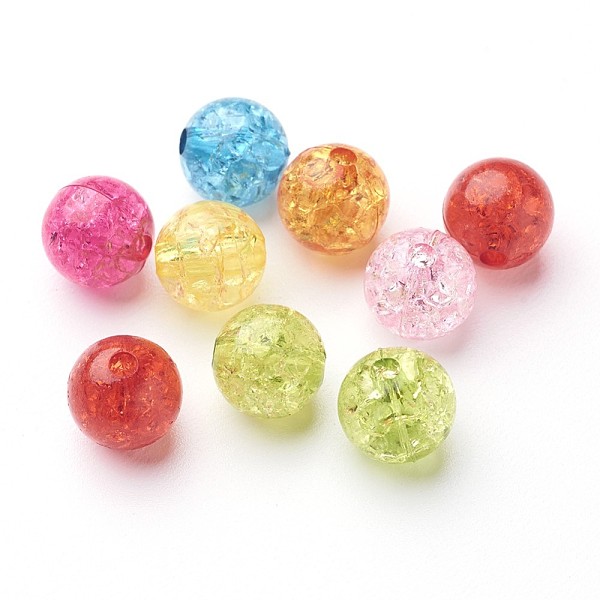 

PandaHall Transparent Crackle Acrylic Beads, Round, Mixed Color, 10mm, Hole: 2mm Acrylic Round Multicolor