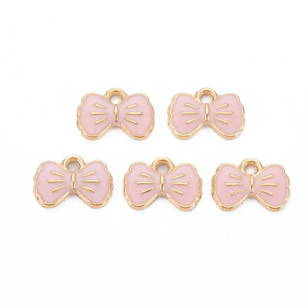 

PandaHall Alloy Enamel Pendants, Cadmium Free & Lead Free, Light Gold, Bowknot, Pink, 8.5x12x2mm, Hole: 1.5mm Alloy+Enamel Bowknot Pink