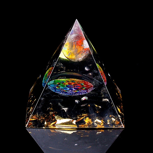 

PandaHall Orgonite Pyramid Resin Energy Generators, Reiki Natural Amethyst Round & Obsidian Chips Inside for Home Office Desk Decoration...