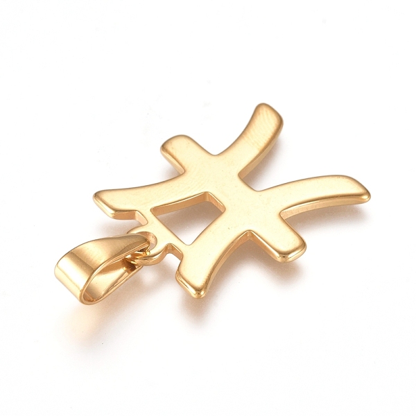 

PandaHall 304 Stainless Steel Pendants, Constellation/Zodiac Sign, Golden, Pisces, 28x23.5x1.5mm, Hole: 9.5x4.5mm 304 Stainless Steel Pisces