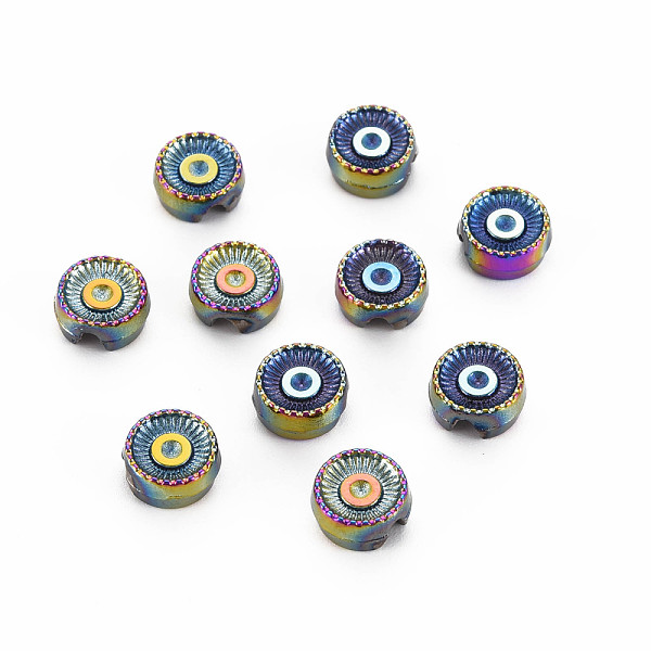 

PandaHall Rack Plating Rainbow Color Alloy Beads Rhinestone Settings, Cadmium Free & Nickel Free & Lead Free, Flat Round, Fit For 1.5mm...