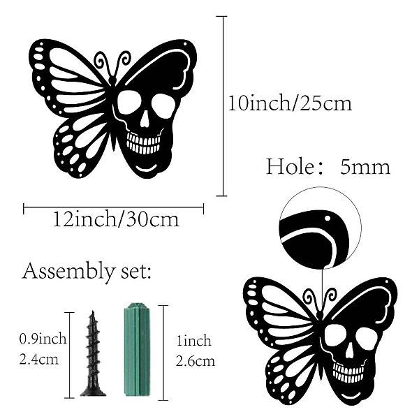 

PandaHall CREATCABIN Skull Metal Wall Art Butterfly Decor Wall Hanging Plaques Ornaments Iron Wall Art Sculpture Sign for Indoor Outdoor...