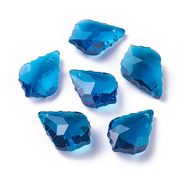 

PandaHall Faceted Glass Pendants, Leaf, Steel Blue, 22x15.5x8.5mm, Hole: 1mm Glass Leaf
