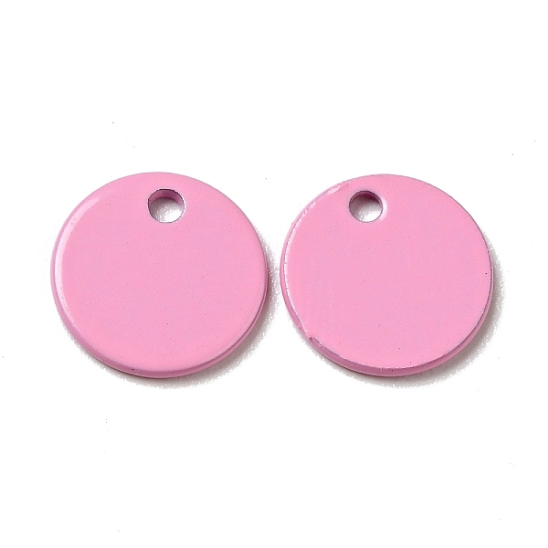 

PandaHall Spray Painted 201 Stainless Steel Charms, Flat Round Charms, Pearl Pink, 8.5x1mm, Hole: 1mm 201 Stainless Steel Flat Round