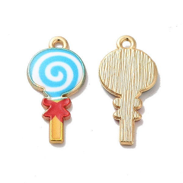 

PandaHall Alloy Enamel Pendants, Golden, Lollipop Charm, Deep Sky Blue, 24x12x2mm, Hole: 1.5mm Alloy+Enamel Lollipop