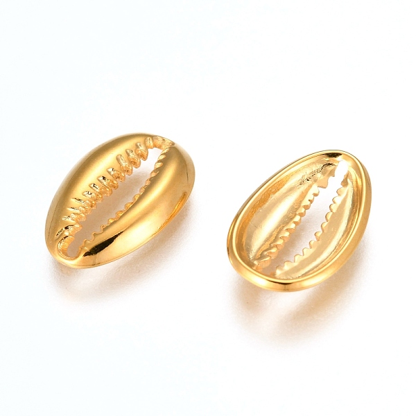 

PandaHall 304 Stainless Steel Pendants, Cowrie Shell Shape, Golden, 14x9.5x2mm, Hole: 2x10mm 304 Stainless Steel Shell Shape