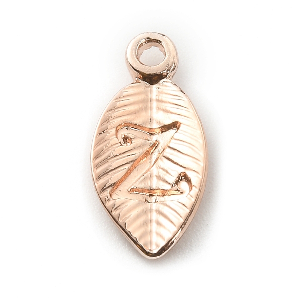 

PandaHall Alloy Pendants, Leaf with Letter Charm, Rose Gold, Letter.Z, 15.5x7.5x2.5mm, Hole: 1.5mm Alloy Letter Z