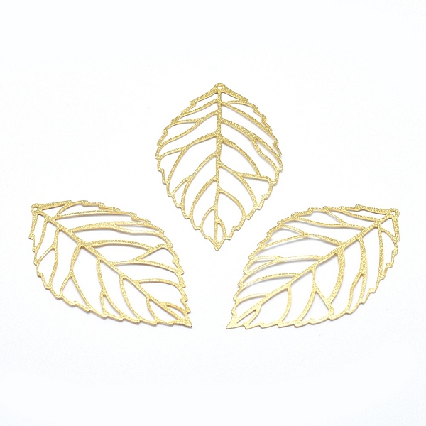 

PandaHall Brass Big Pendants, Lead Free & Cadmium Free & Nickel Free, Leaf, Real 18K Gold Plated, 53x31x0.5mm, Hole: 1mm Brass Leaf
