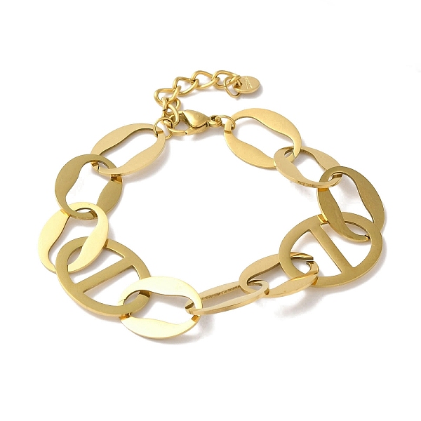 

PandaHall 304 Stainless Steel Star Hollow Oval Link Chain Bracelets for Women, Real 18K Gold Plated, 7-1/2 inch(19cm) 304 Stainless Steel...