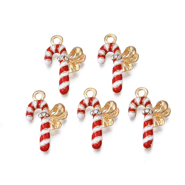 

PandaHall Rack Plating Alloy Enamel Pendants, with Crystal Rhinestone, Cadmium Free & Nickel Free & Lead Free, Light Gold, Christmas Candy..., Red