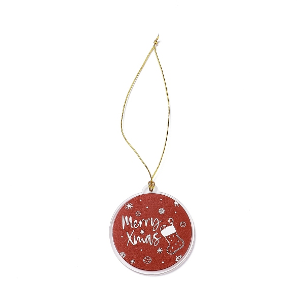 

PandaHall Christmas Theme Acrylic Pendant Decoration, Nylon Cord Hanging Decoration, Flat Round, Christmas Socking, 190~205mm Acrylic...