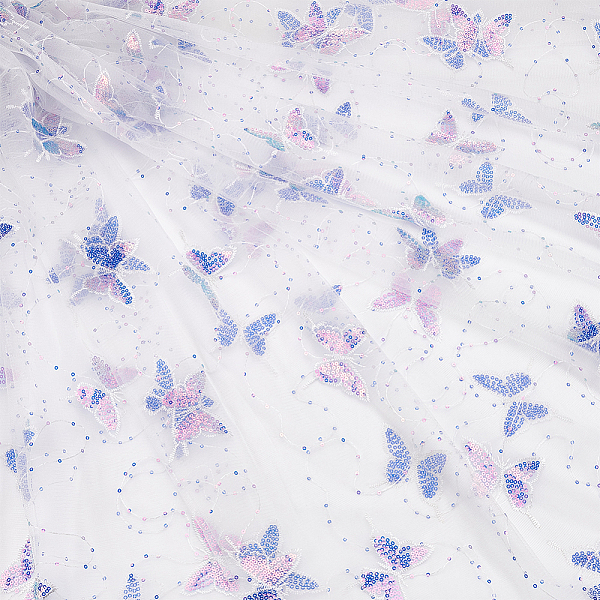 

PandaHall BENECREAT 2Yard Butterfly Pattern Polyester Mesh Tulle Fabric, Sequin Butterfly Lace Fabric for DIY Handmade Clothing Wedding..., White