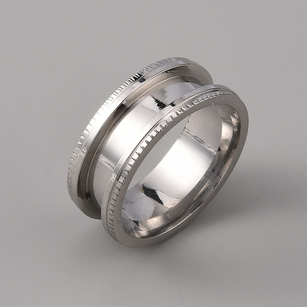 

PandaHall 201 Stainless Steel Grooved Finger Ring Settings, Ring Core Blank, for Inlay Ring Jewelry Making, Stainless Steel Color, Size 8...